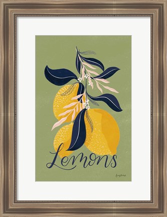 Framed Lemons I Green Print