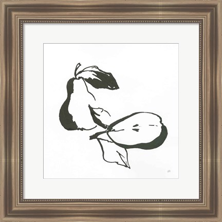 Framed Pears BW Print