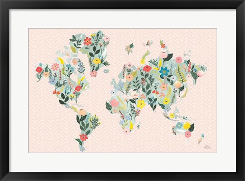 Framed Wild Garden World Blush Print