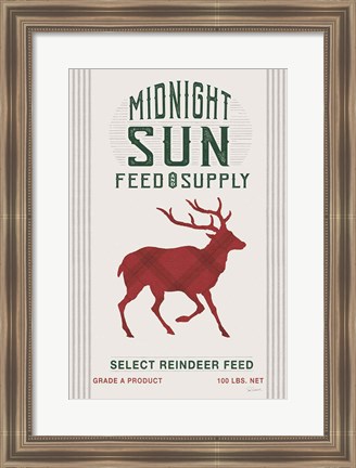 Framed Midnight Sun Reindeer Feed v2 Print