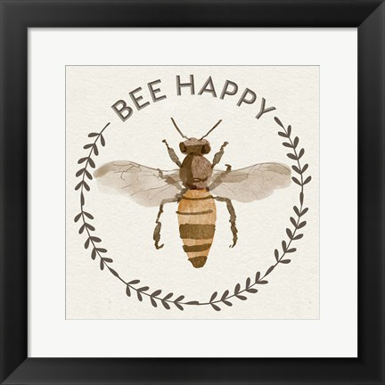 Framed Bee Hive I-Bee Happy Print