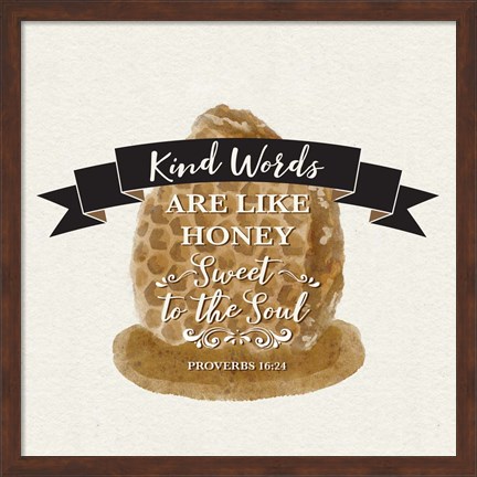 Framed Bee Hive Sentiment II-Kind Words Print