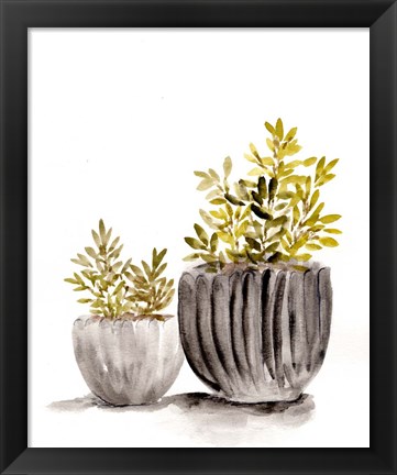 Framed Gray Potted Plants Print