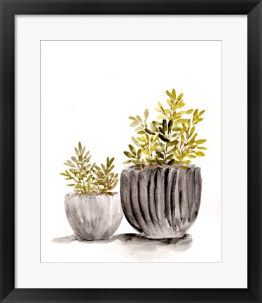 Framed Gray Potted Plants Print