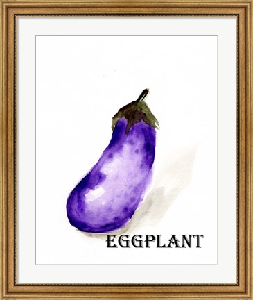 Framed Veggie Sketch VII-Eggplant Print