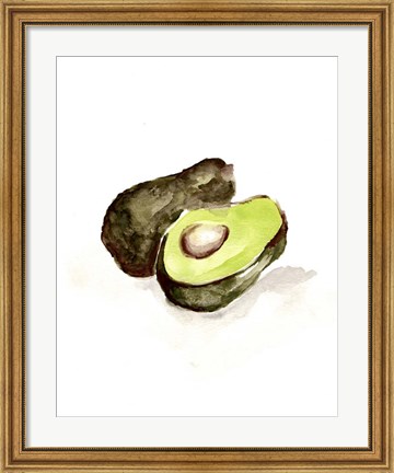 Framed Veggie Sketch plain II-Avocado Print