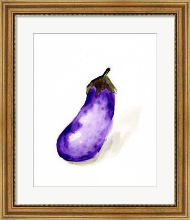 Framed Veggie Sketch plain VII-Eggplant Print