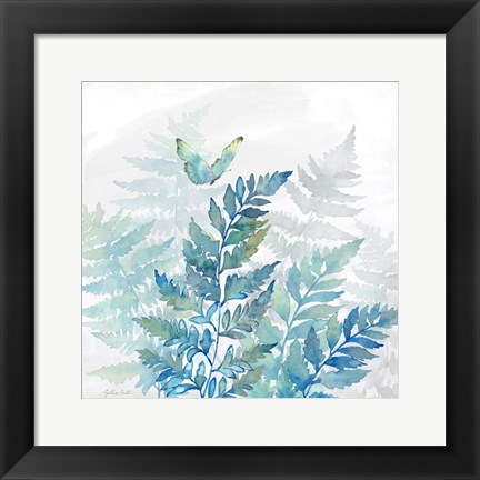 Framed Indigo Ferns I Print