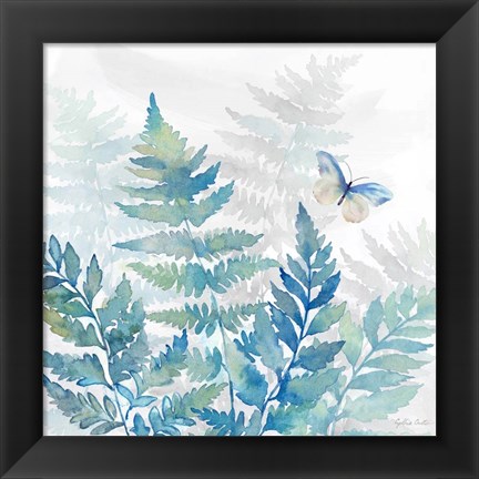 Framed Indigo Ferns II Print