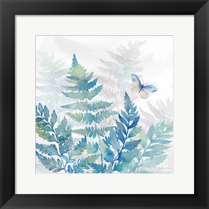 Framed Indigo Ferns II Print