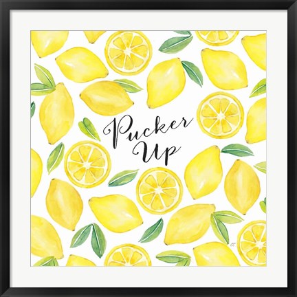 Framed Fresh Fruit Sentiment V-Pucker Up Print