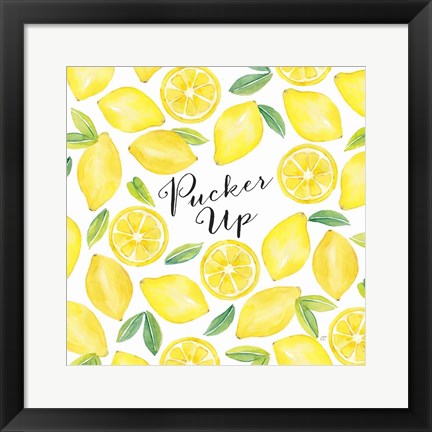 Framed Fresh Fruit Sentiment V-Pucker Up Print