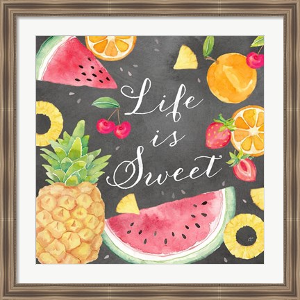 Framed Fresh Fruit Sentiment black I-Sweet Print