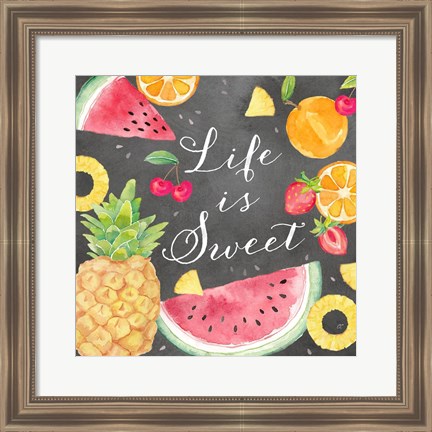 Framed Fresh Fruit Sentiment black I-Sweet Print