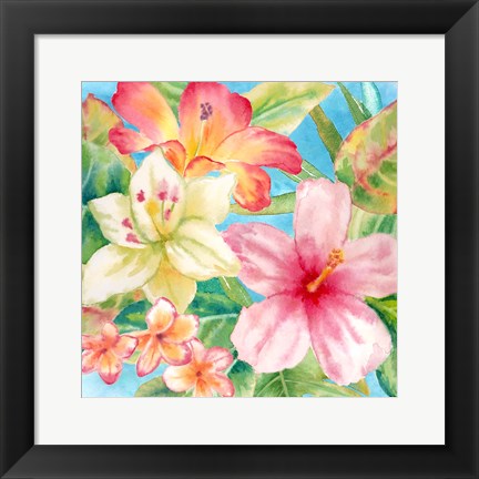 Framed Tropical Island Florals square Print