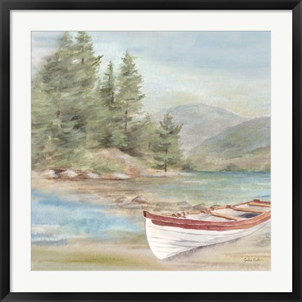 Framed Woodland Reflections VI-Rowboat Print