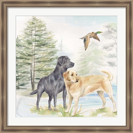 Framed Woodland Dogs I Print