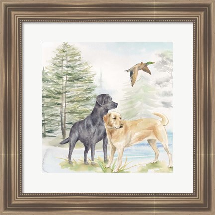 Framed Woodland Dogs I Print