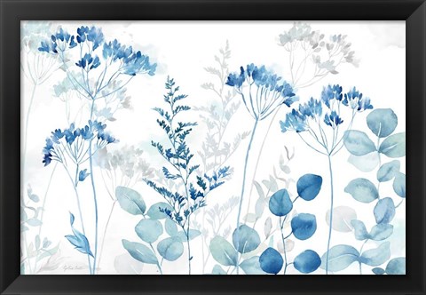 Framed Botanical Landscape Indigo Print