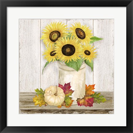 Framed Fall Sunflowers III Print