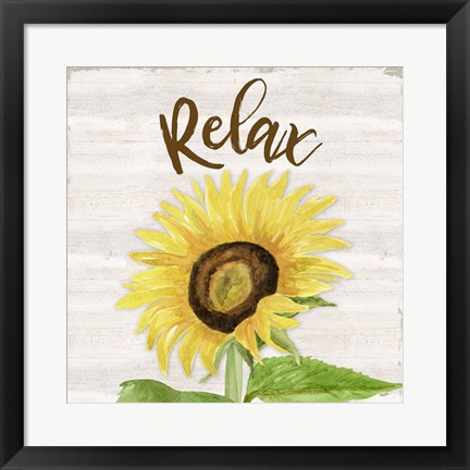 Framed Fall Sunflower Sentiment III-Relax Print