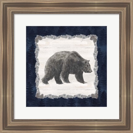 Framed Blue Cliff Mountains I-Bear Print