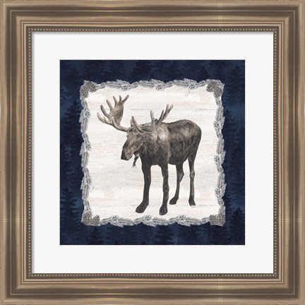 Framed Blue Cliff Mountains IV-Moose Print