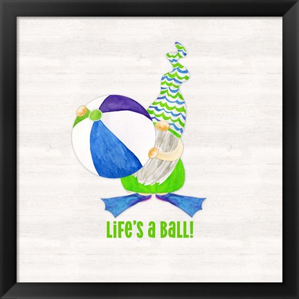 Framed Gnomes of Summer sentiment III-Ball Print