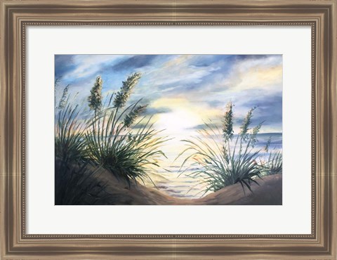 Framed Coastal Sunrise Oil Painting landscape Print