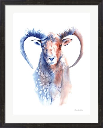 Framed Copper and Blue Ram Print