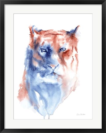 Framed Copper and Blue Lioness Print