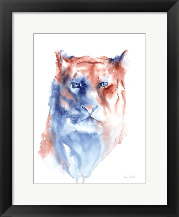 Framed Copper and Blue Lioness Print