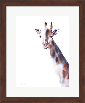 Framed Copper and Blue Giraffe Print