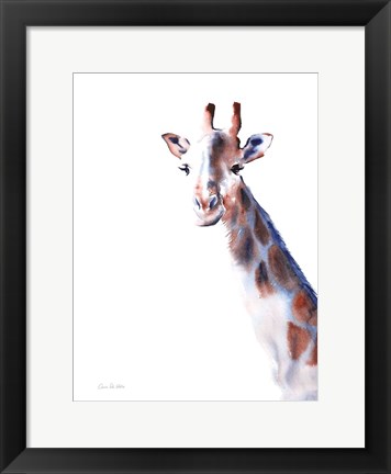 Framed Copper and Blue Giraffe Print