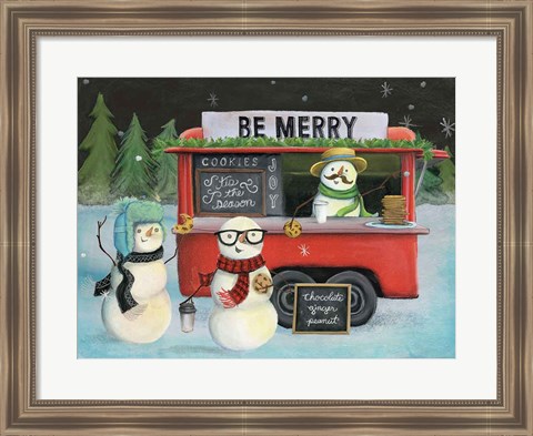 Framed Christmas on Wheels III Light Print