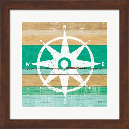 Framed Beachscape IV Compass Green Print