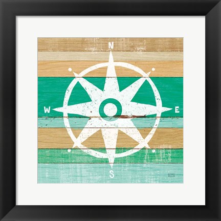 Framed Beachscape IV Compass Green Print