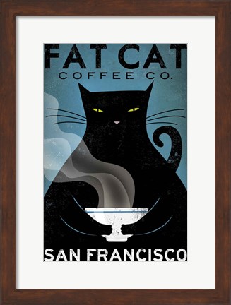 Framed Cat Coffee Print