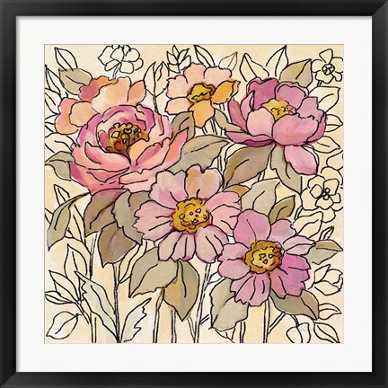 Framed Spring Lace Floral I Print