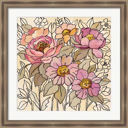 Framed Spring Lace Floral I Print