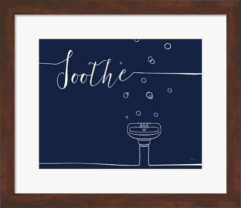 Framed Underlined Bath VII Navy Print