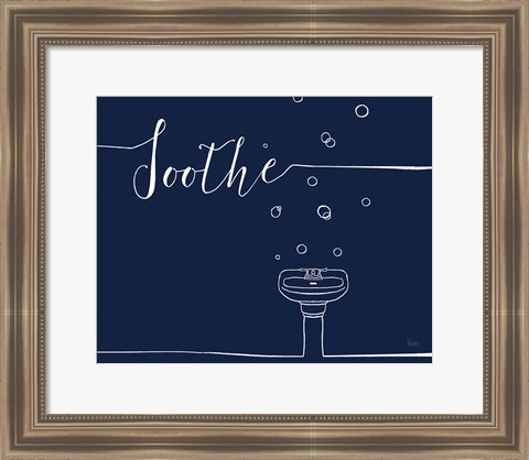 Framed Underlined Bath VII Navy Print