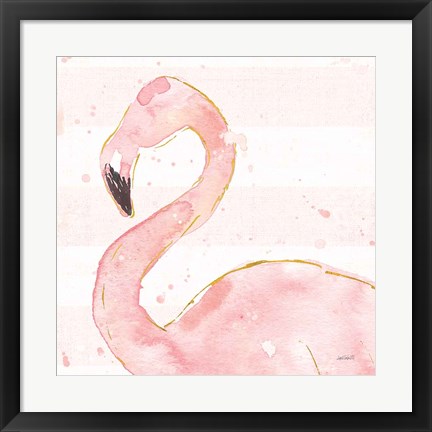 Framed Flamingo Fever III Light No Words Print