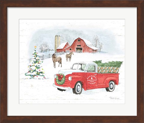 Framed Farmhouse Holidays V Truck Print