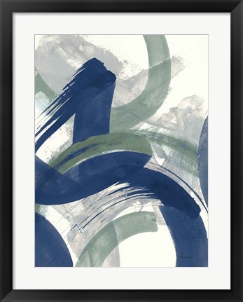 Framed Navy Brushy Abstract II Print