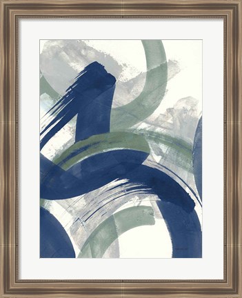 Framed Navy Brushy Abstract II Print