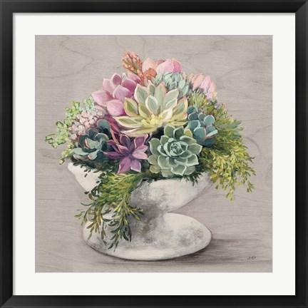 Framed Festive Succulents II Gray Print