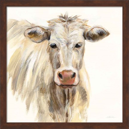 Framed White Cow Print