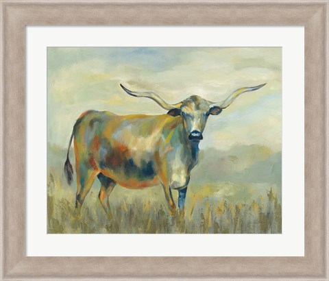 Framed Colorful Longhorn Cow Print