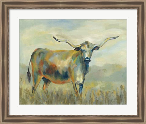 Framed Colorful Longhorn Cow Print